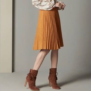 Faux Suede Pleated Skirt